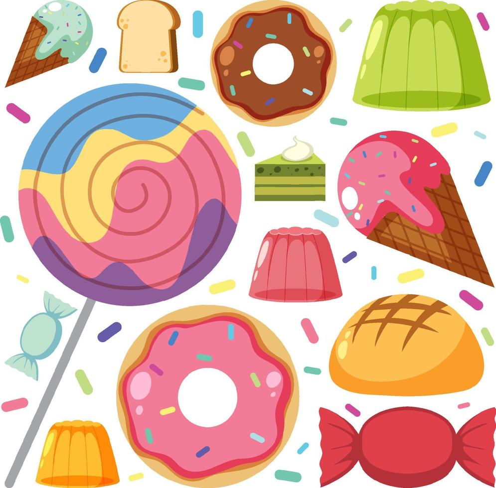 Food and dessert seamless pattern vector