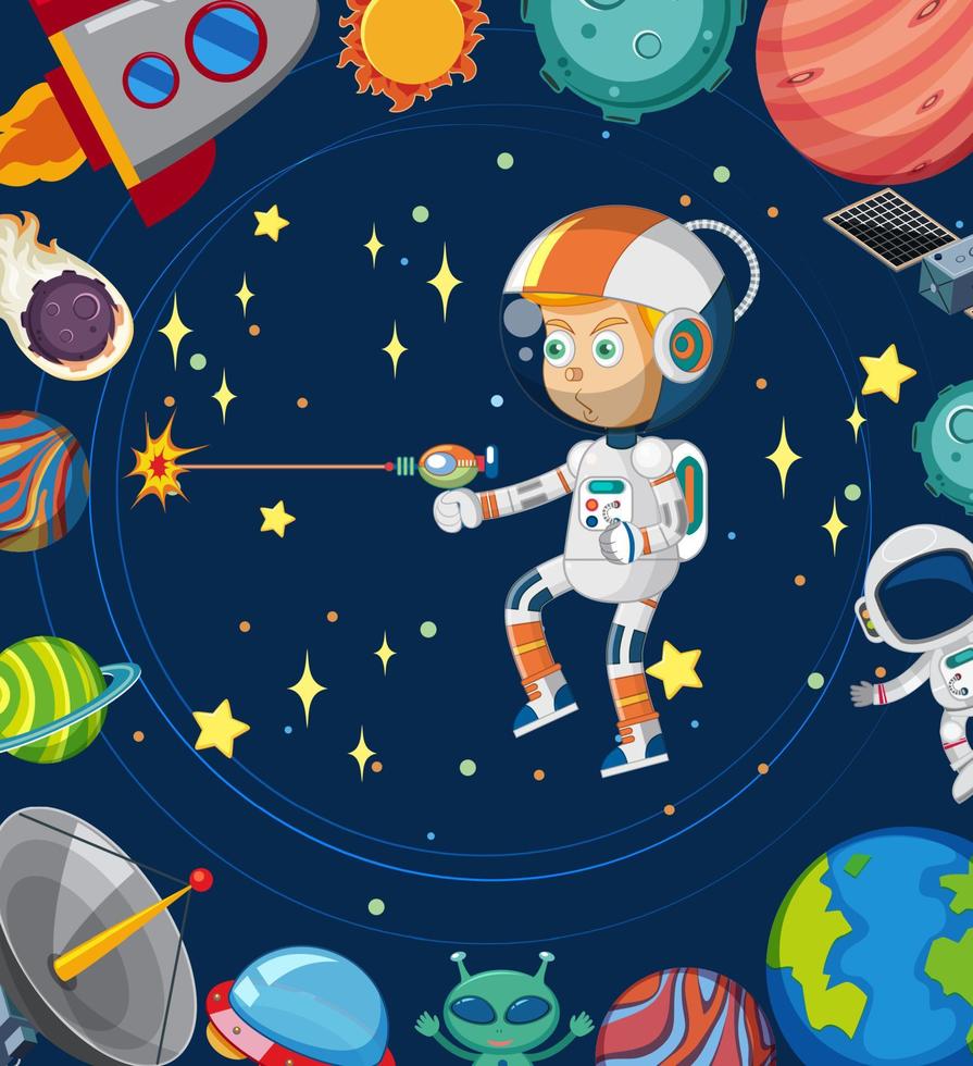 Cartoon space background template vector