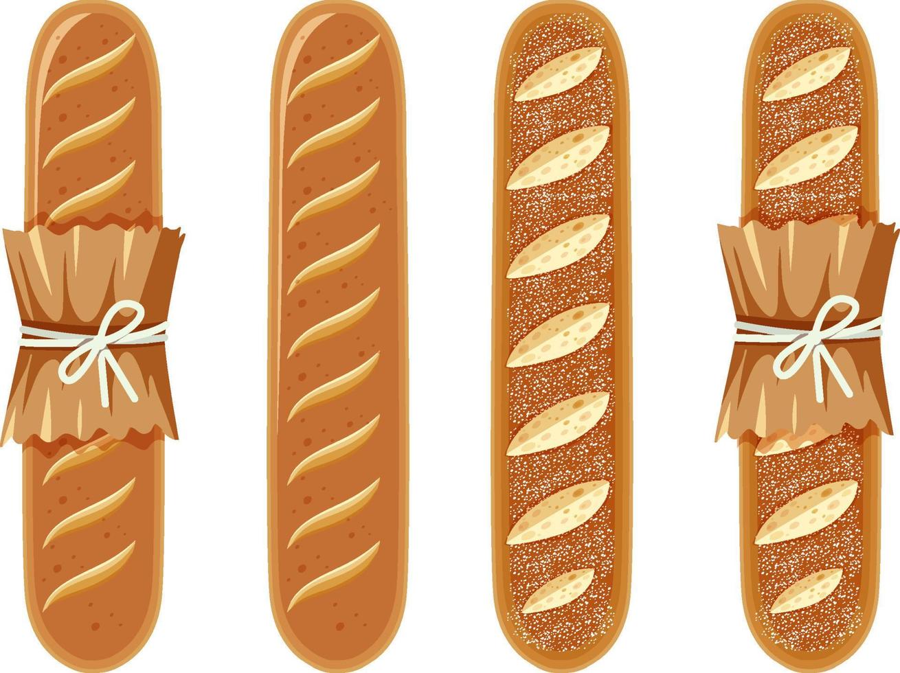Set of Baguette breads isolated vector