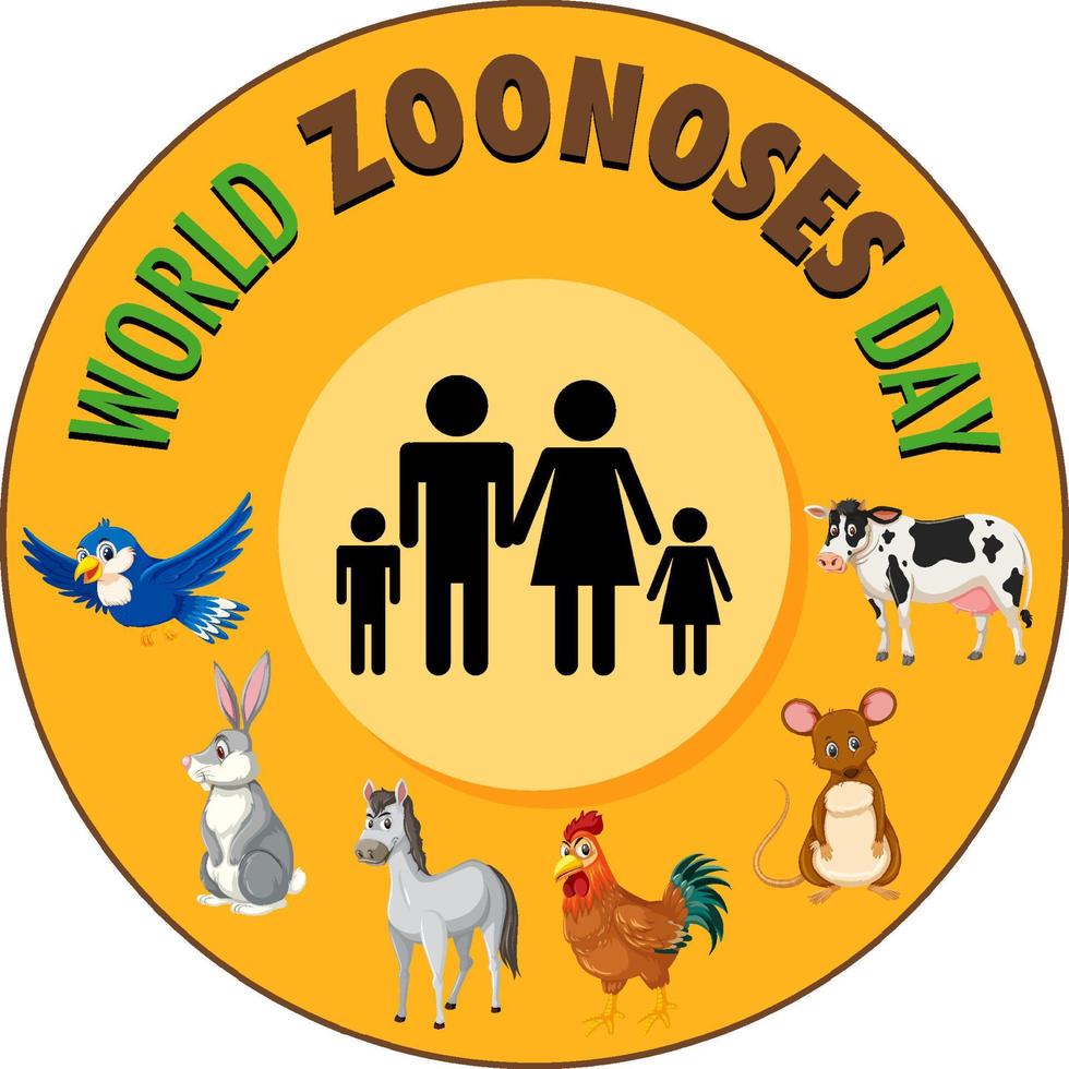 diseño del cartel del día mundial de las zoonosis vector