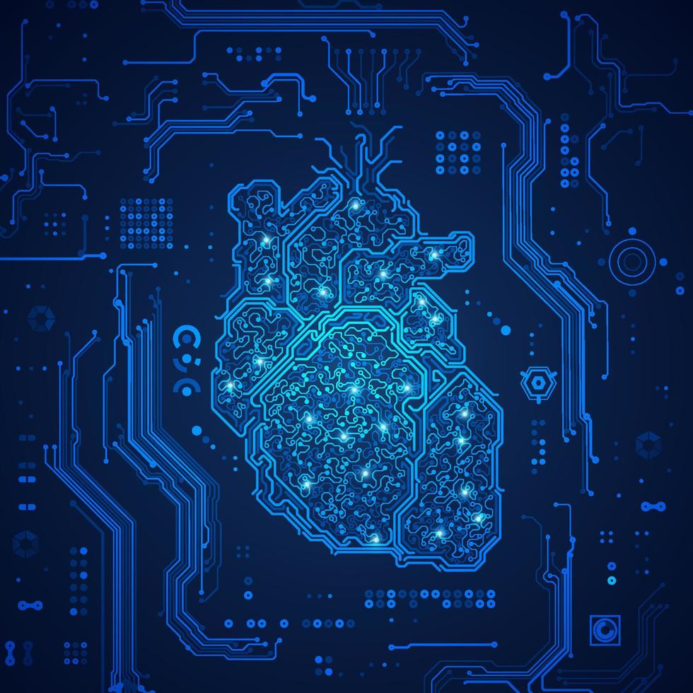 corazón robótico electrónico vector