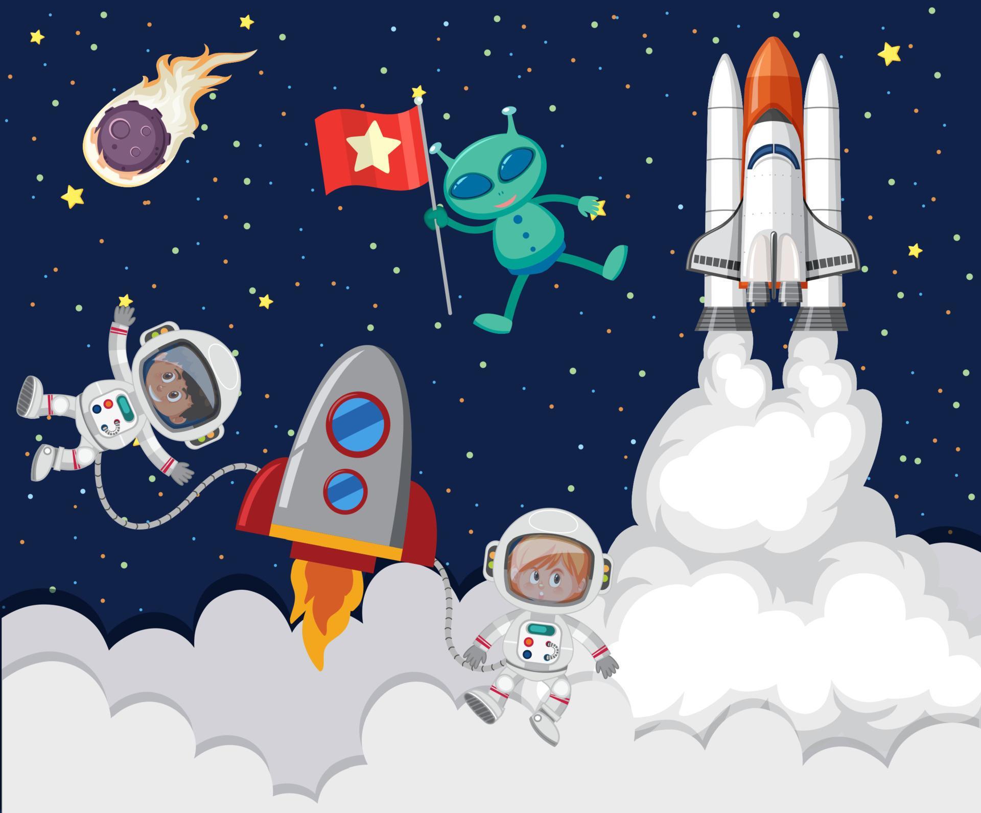 Cartoon space background template 10519781 Vector Art at Vecteezy