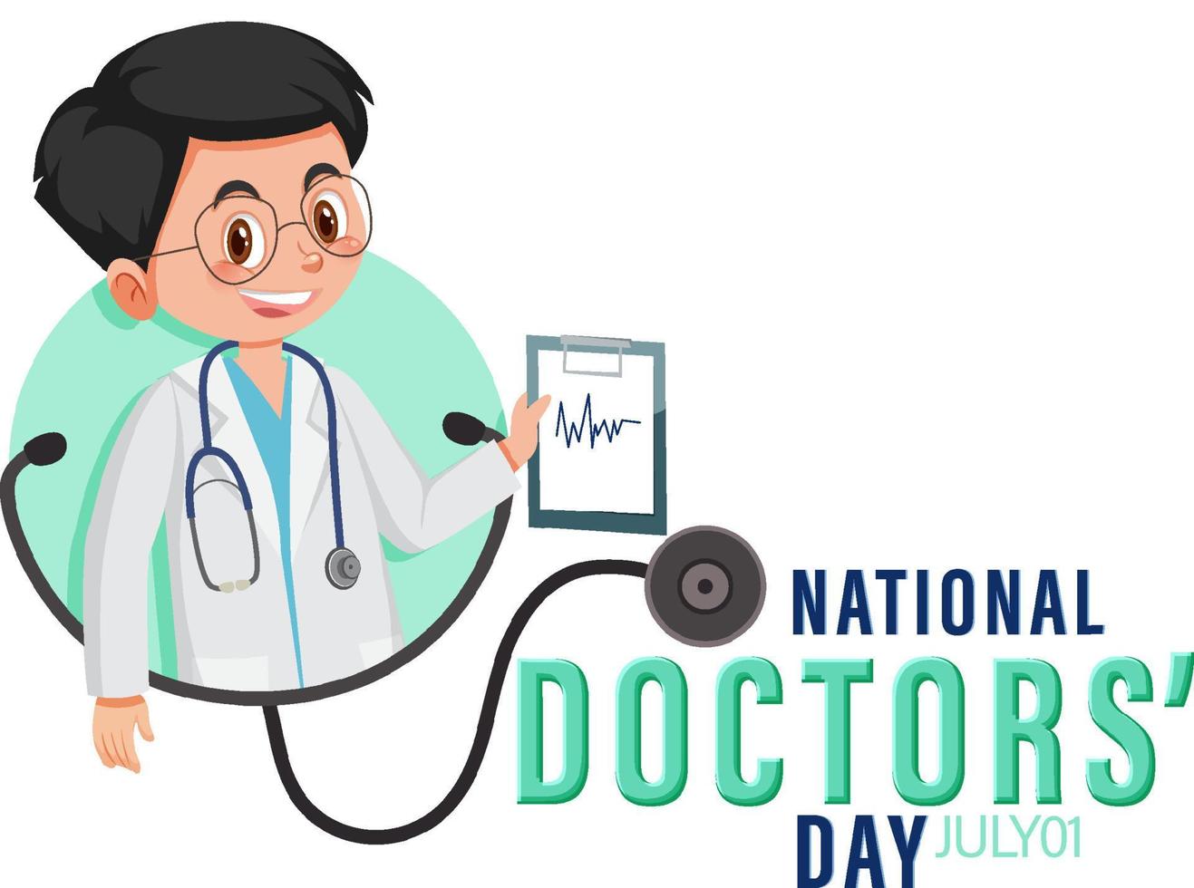 Male doctor on doctor day in July logo vector