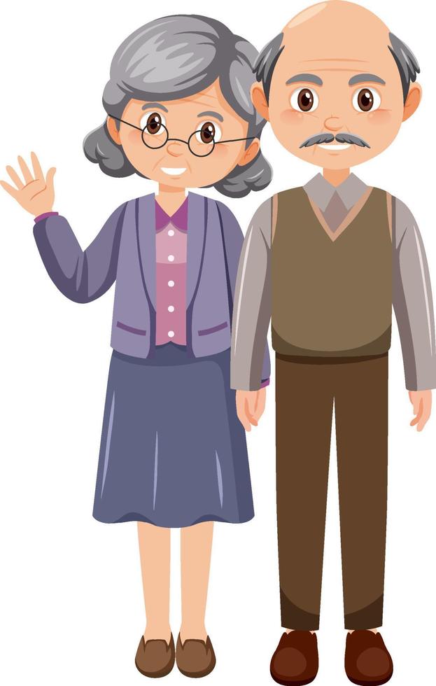 Elderly couple cartoon character vector