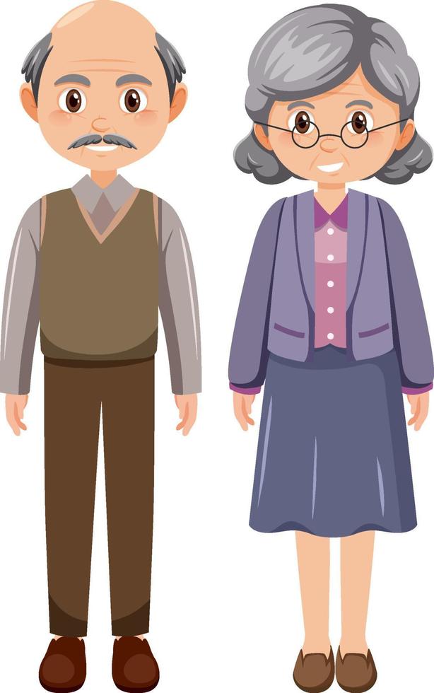 Elderly couple cartoon character vector