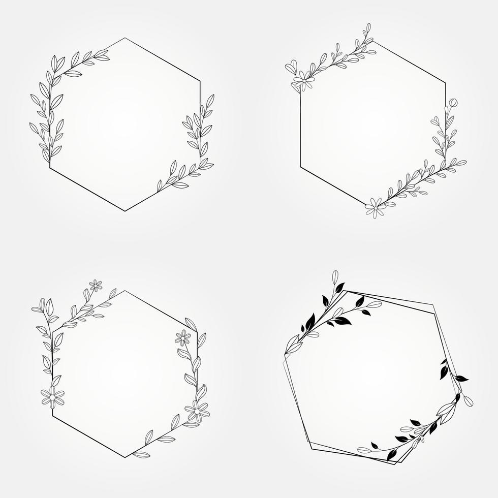 botanical set frame floral design vector