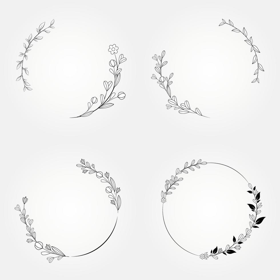 wreath botanical set frame design vector