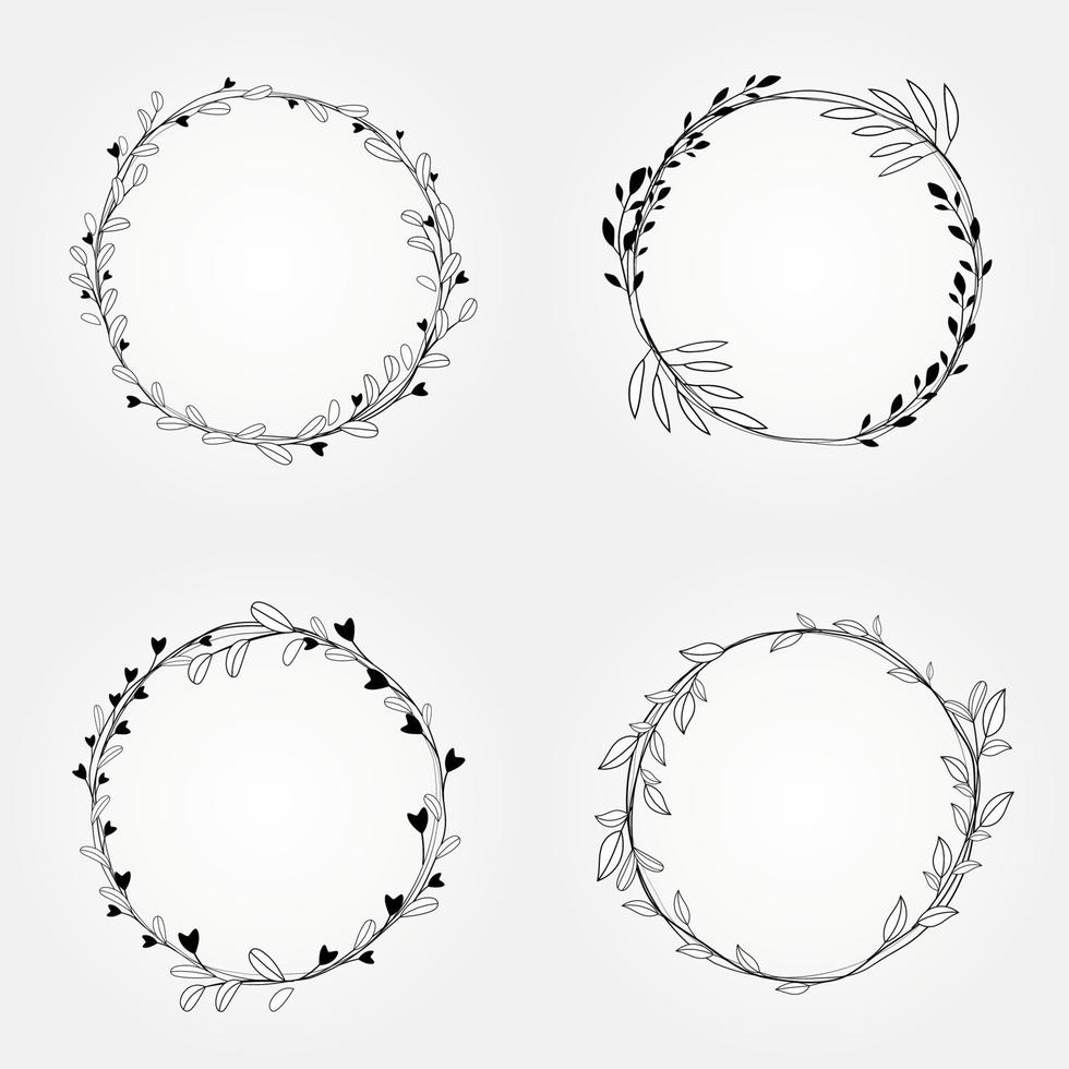 botanical radial set frame vector design