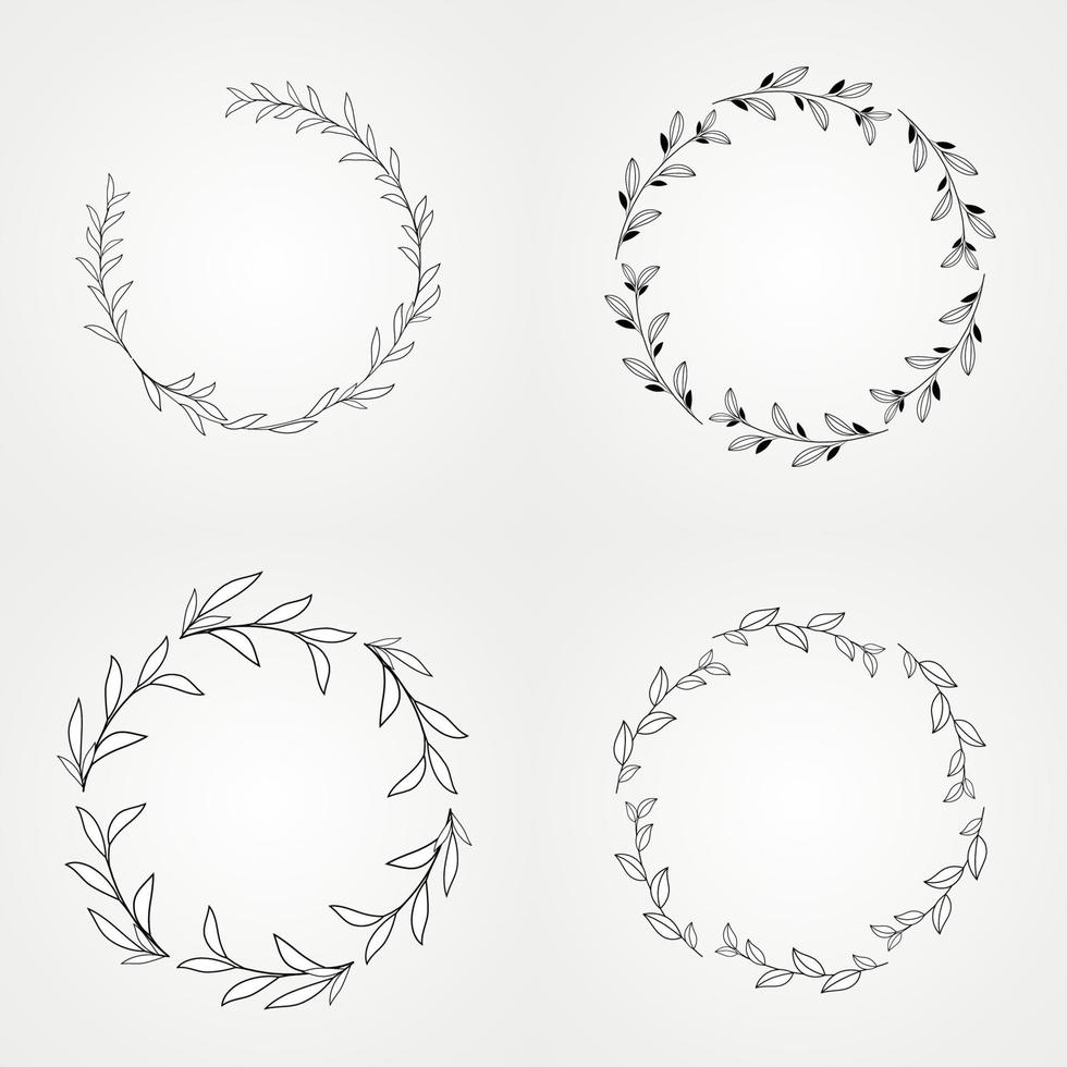 set wreath frame floral botanical vector design