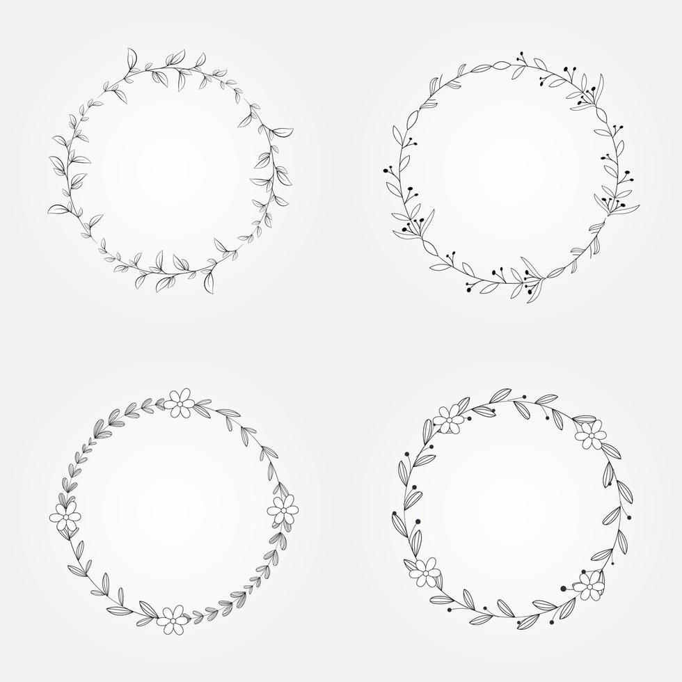 botanical frame floral set design vector