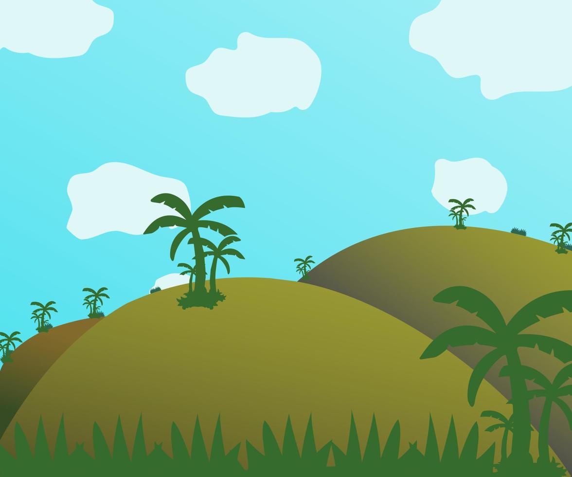 Illustration of a hill view. These illustrations can be used for design projects such as backgrounds, banners, web designs and other designs vector