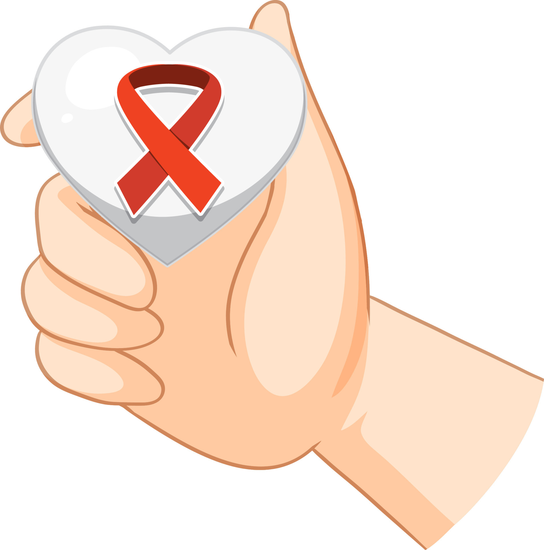 The Symbol Of The Fight Against Aids Is A Red Ribbon Light Beige Background  And Dark Circle Around Stock Illustration - Download Image Now - iStock