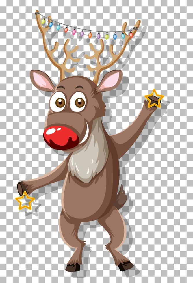 Cute Christmas deer on grid background vector