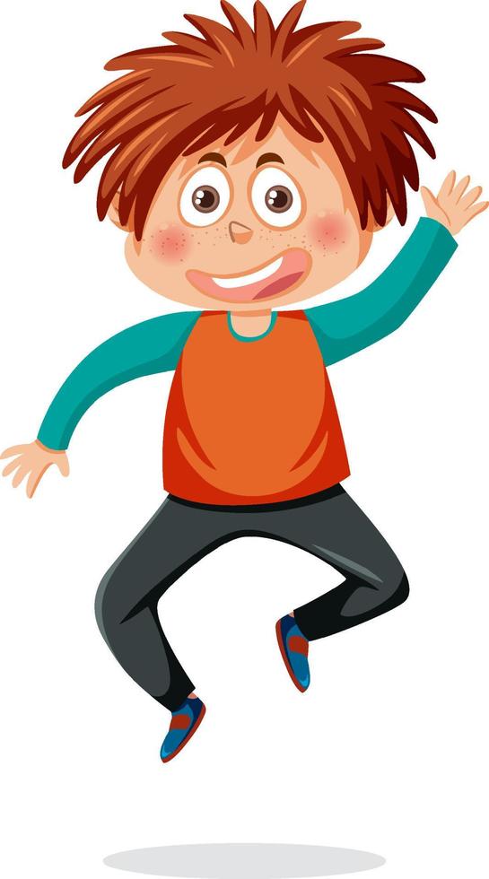 Jumping boy cartoon character vector