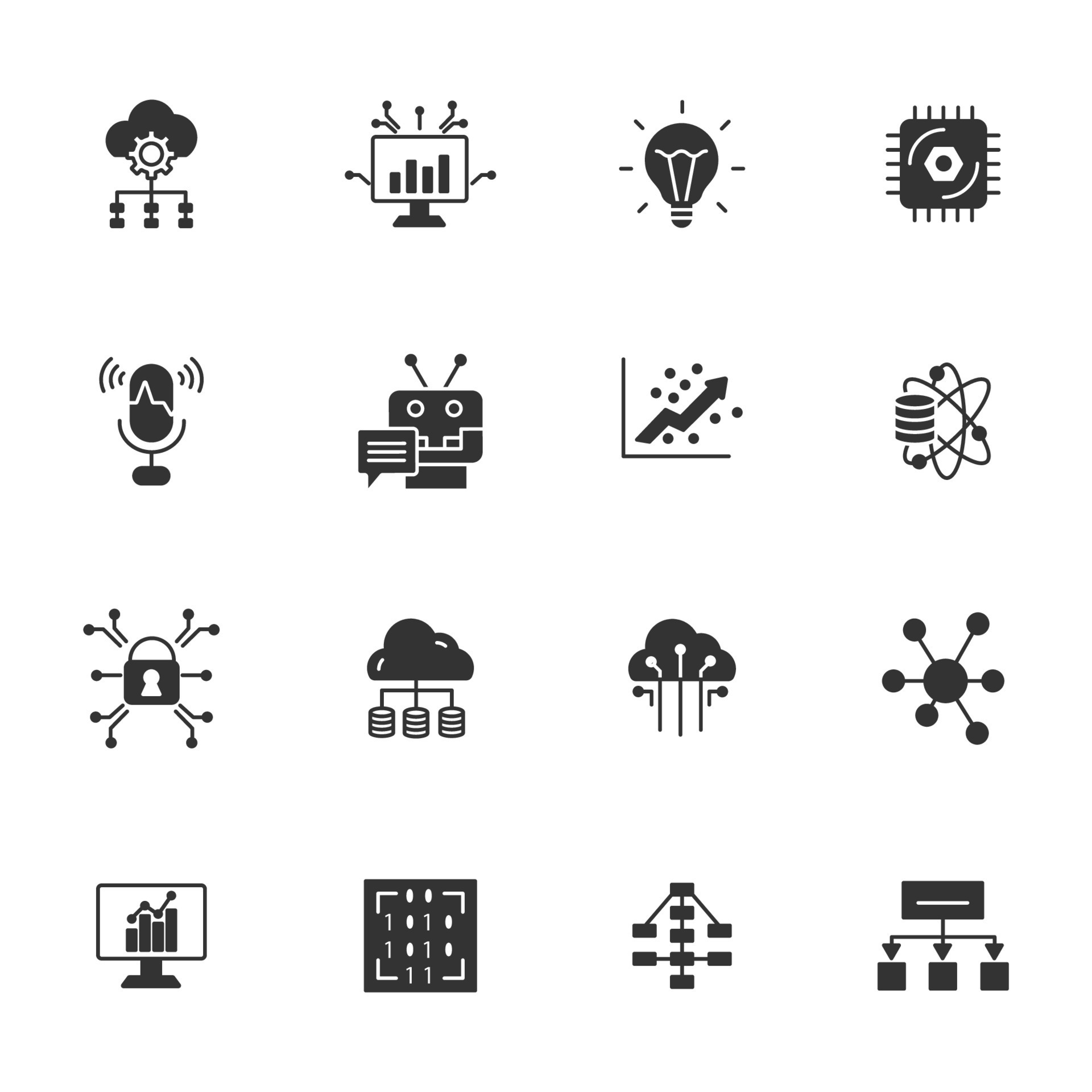 machine learning icons set . machine learning pack symbol vector ...