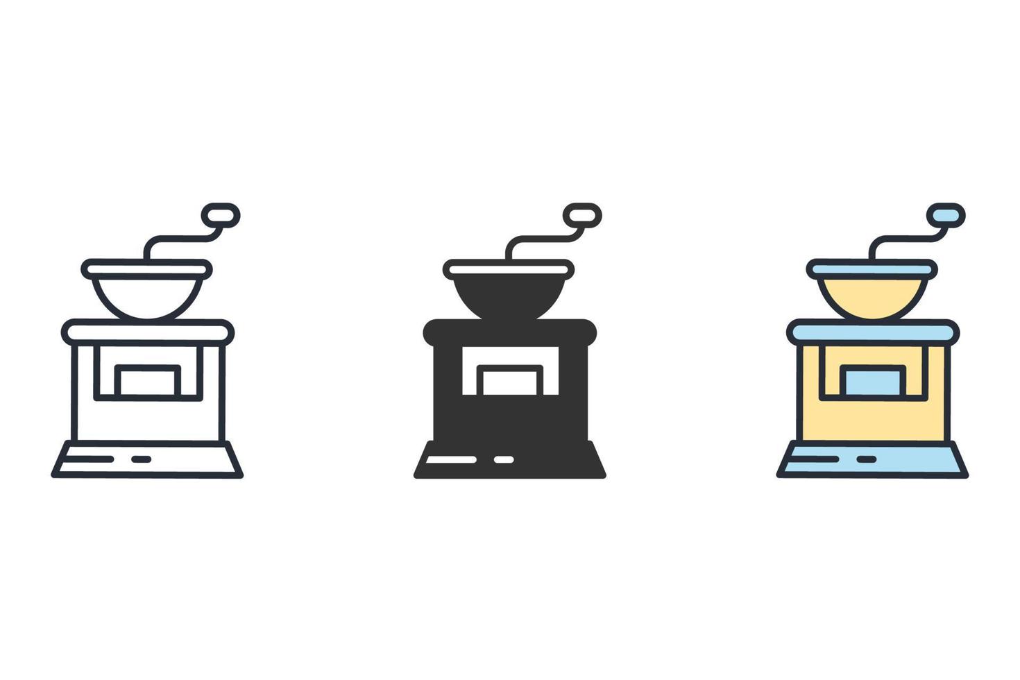 iconos de molinillo de café símbolo elementos vectoriales para web infográfico vector