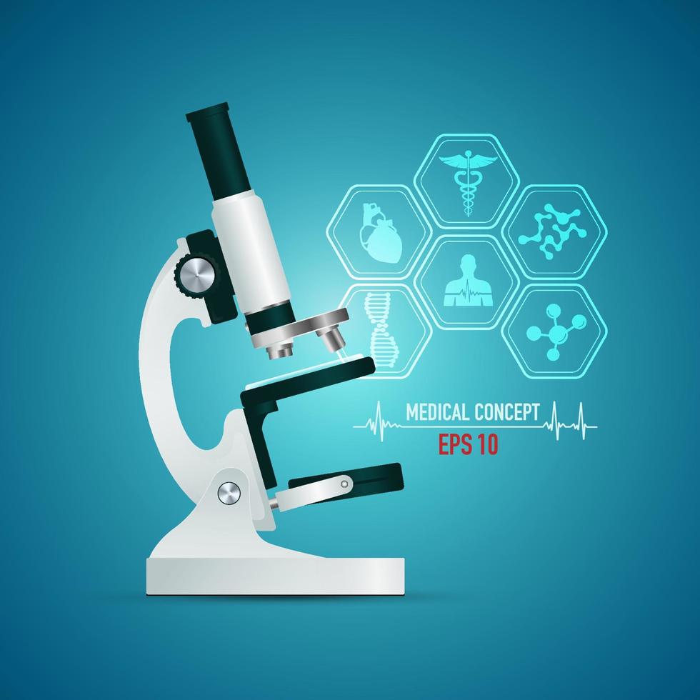 microscopio medico tema vector