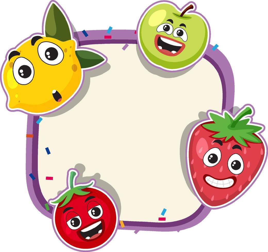 Fruits cartoon frame for text template vector