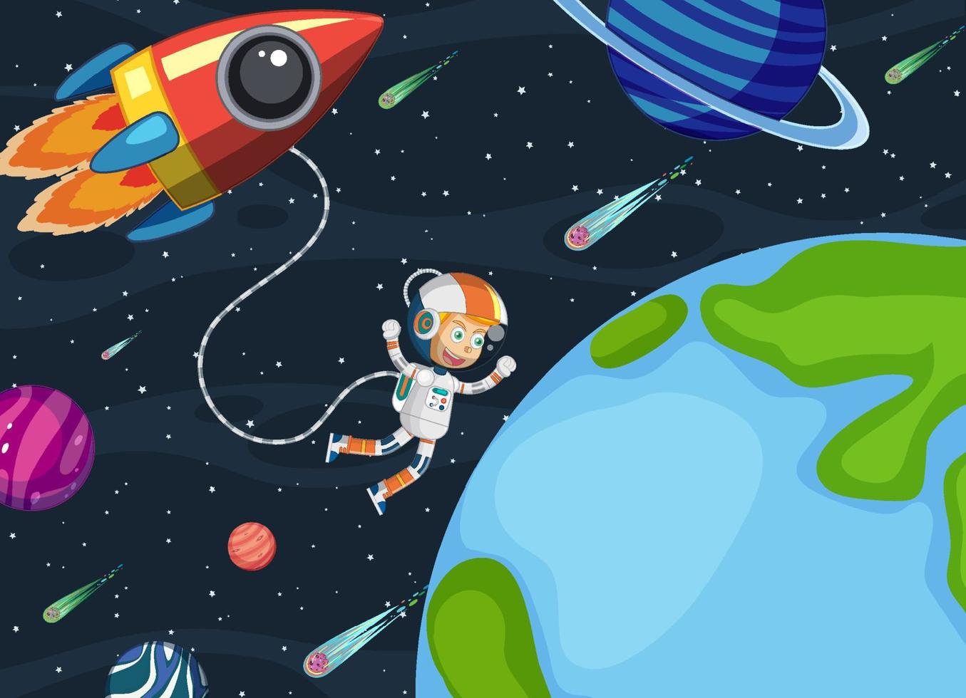Astronaut in the galaxy background vector