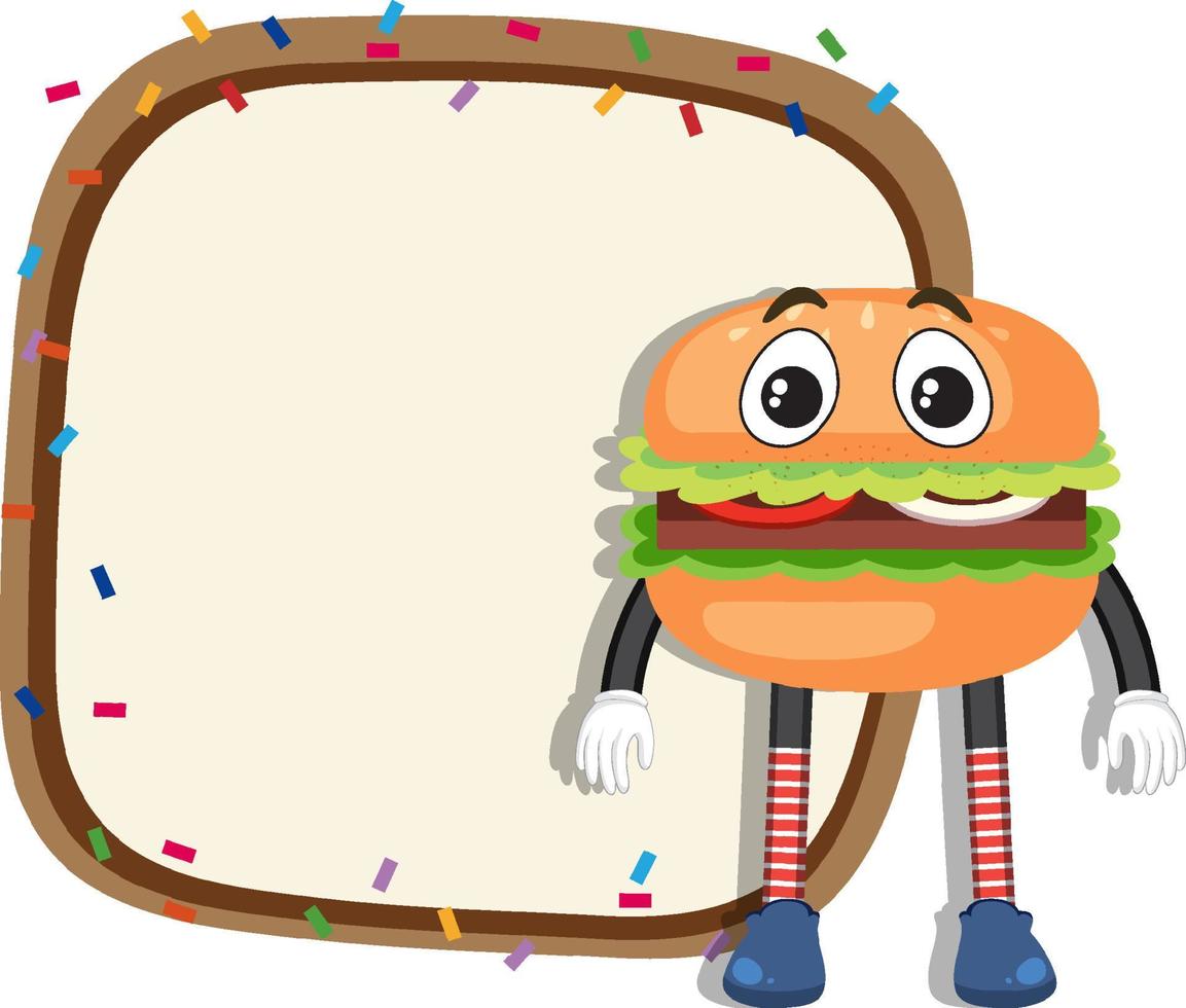 Burger cartoon frame for text template vector