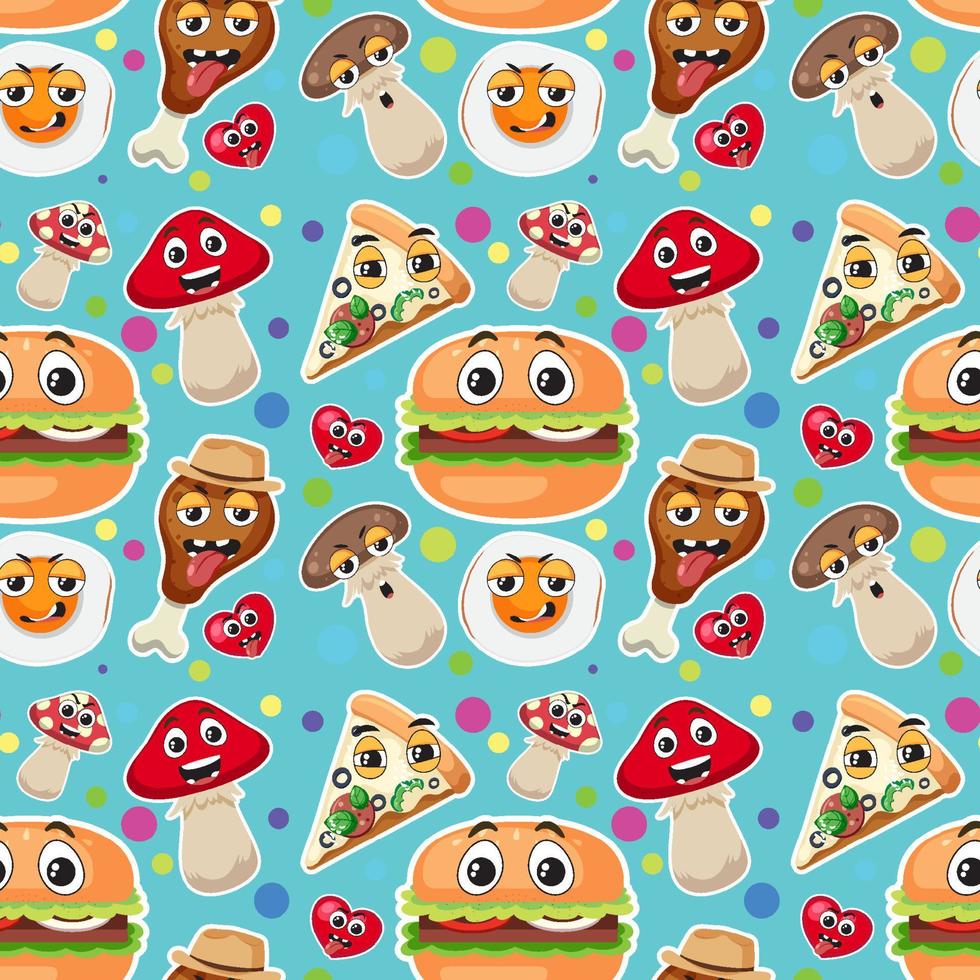 Seamless pattern with cute food theme vector