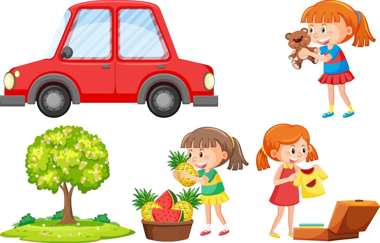 Set of children doing different activities vector