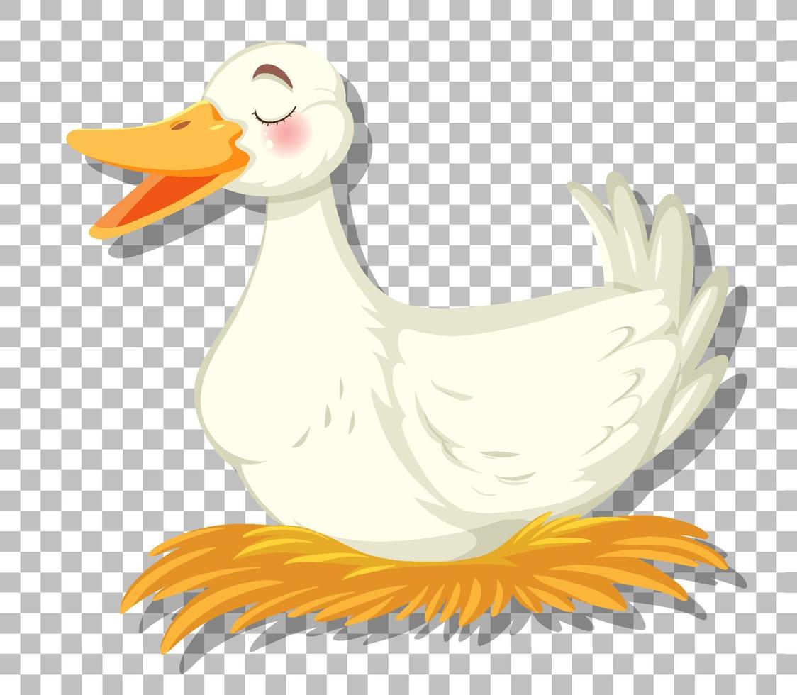 Happy duck on grid background vector