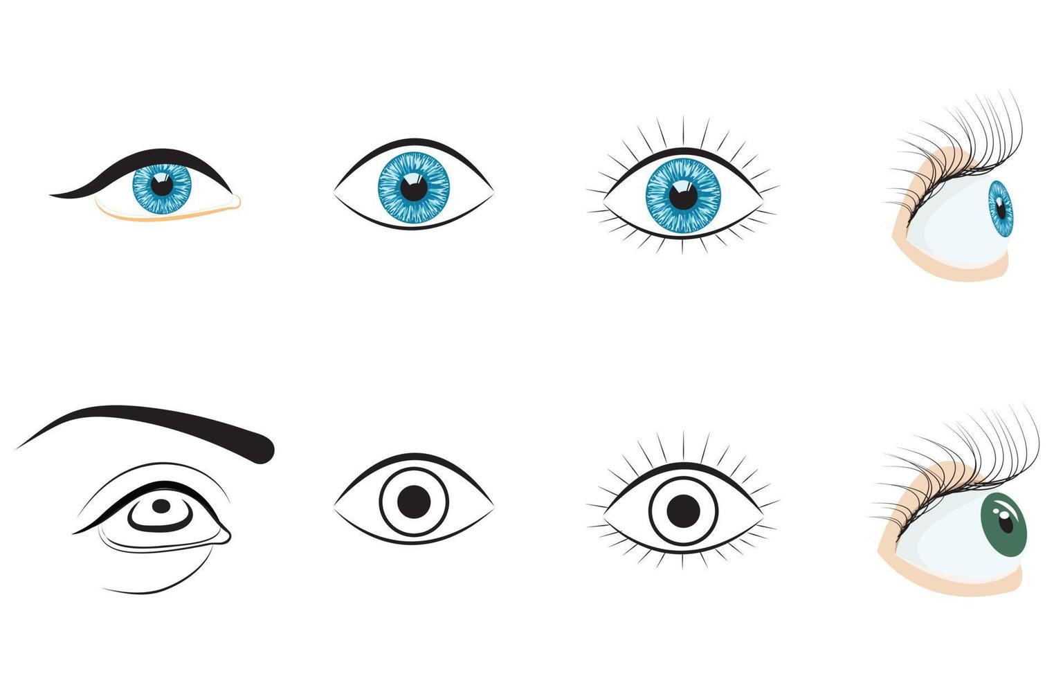 Human eye icons set. Vector illustration isolated on white background.