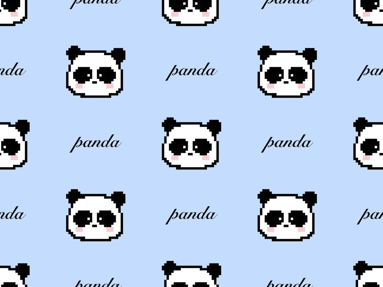 panda personaje de dibujos animados de patrones sin fisuras sobre fondo azul. estilo de píxel vector