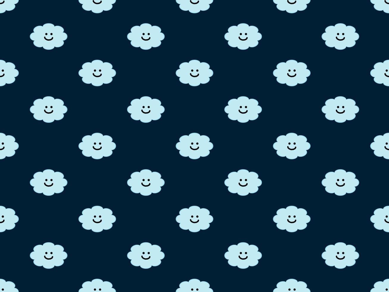 Cloud cartoon character seamless pattern on blue background vector