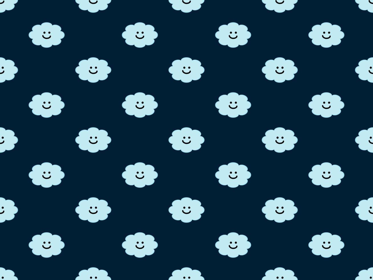 Cloud cartoon character seamless pattern on blue background vector