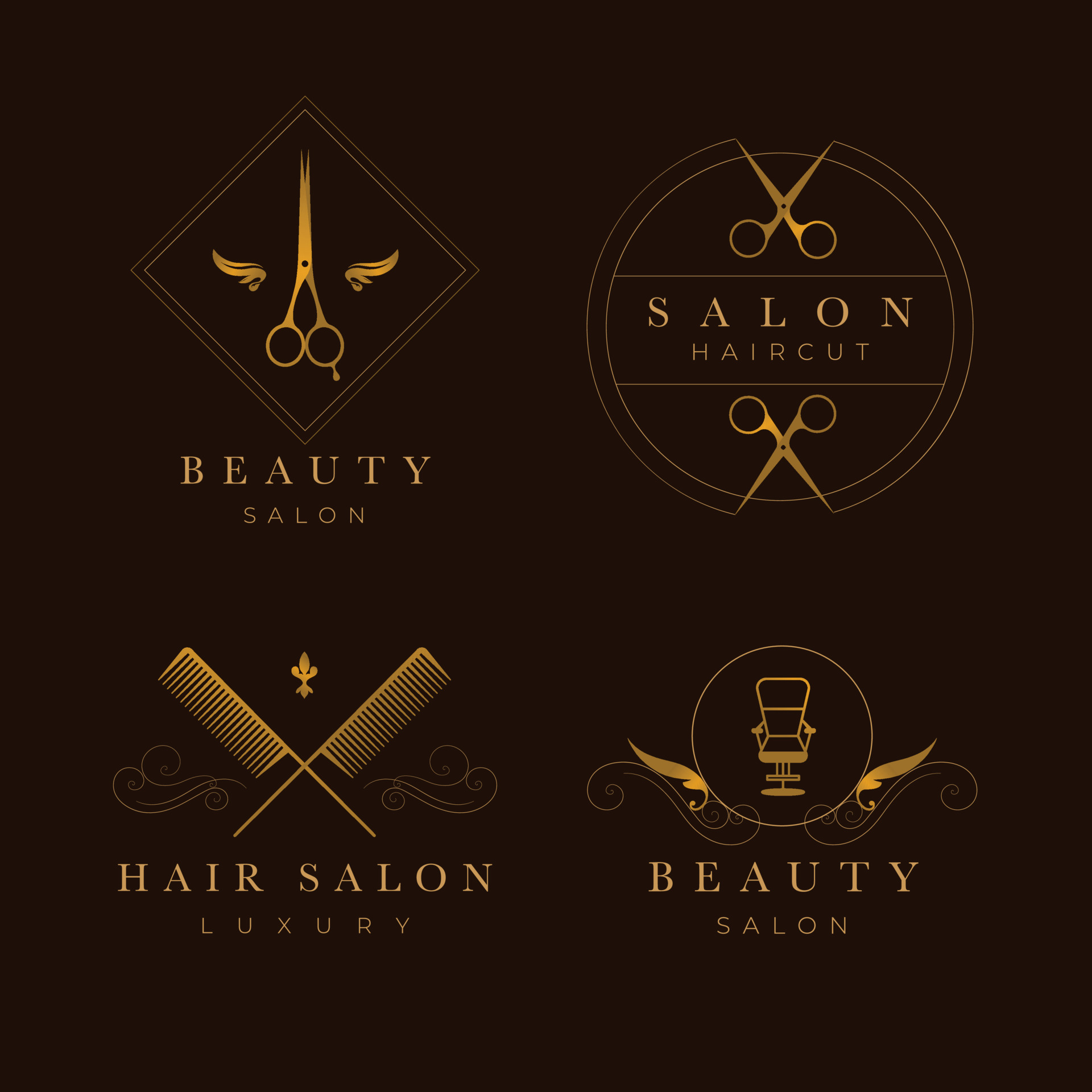 Barber hair scissor salon logo collection 10520275 Vector Art at Vecteezy