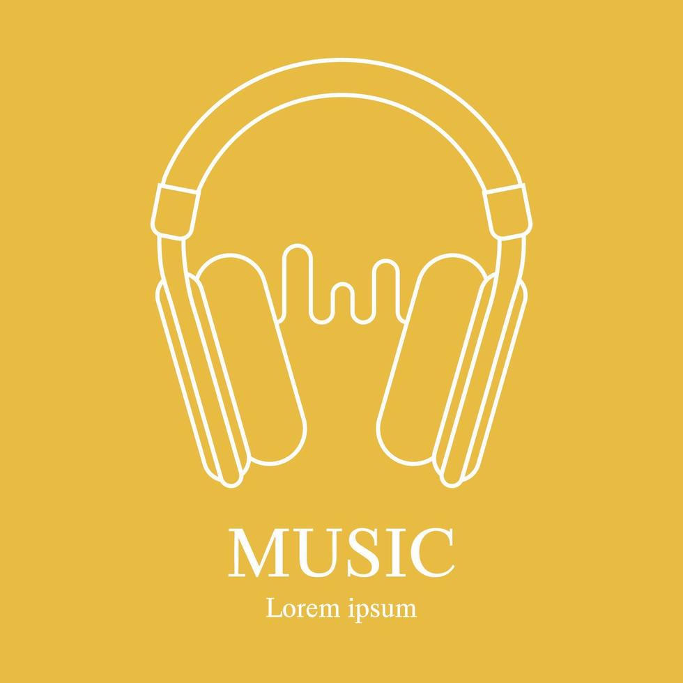 icono de estilo de línea de auriculares. plantilla de logotipo de música. sello de estudio de grabación. placa de radio con texto de muestra. ilustración vectorial limpia y moderna para diseño, web. vector