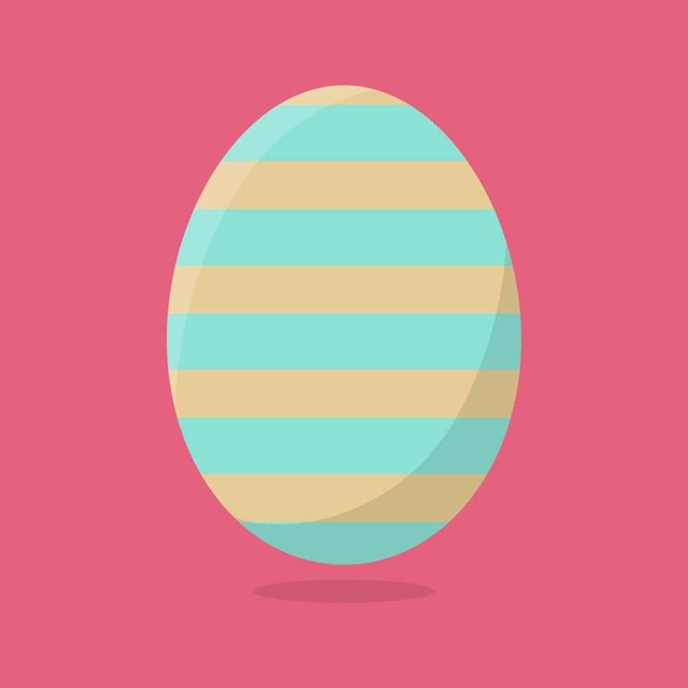 Vector Easter Egg isolated on pink background. Colorful Egg with Stripes Pattern. Flat Style. For Greeting Cards, Invitations. Vector illustration for Your Design, Web.