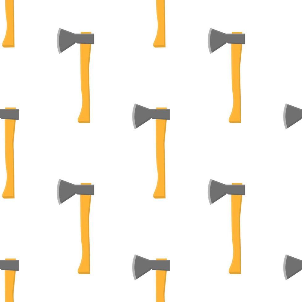 Seamless pattern with cartoon axes on white background. Gardening tool. Vector illustration for any design