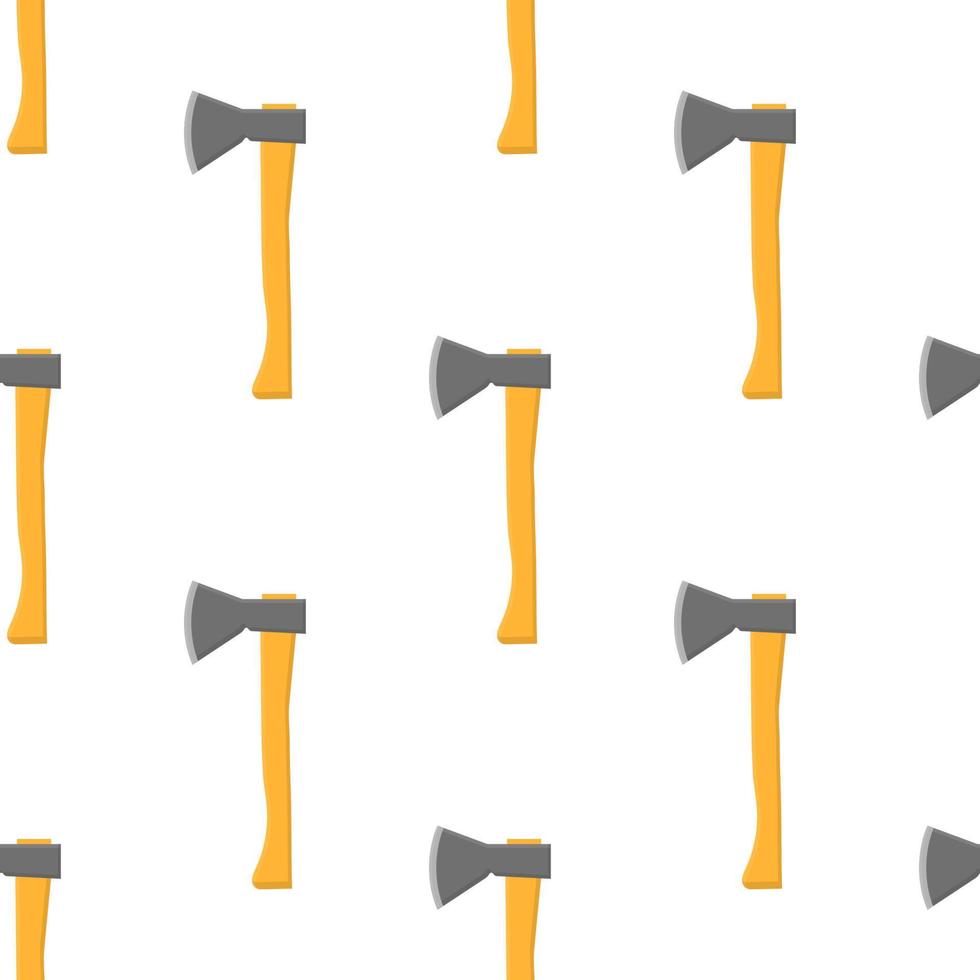 Seamless pattern with cartoon axes on white background. Gardening tool. Vector illustration for any design