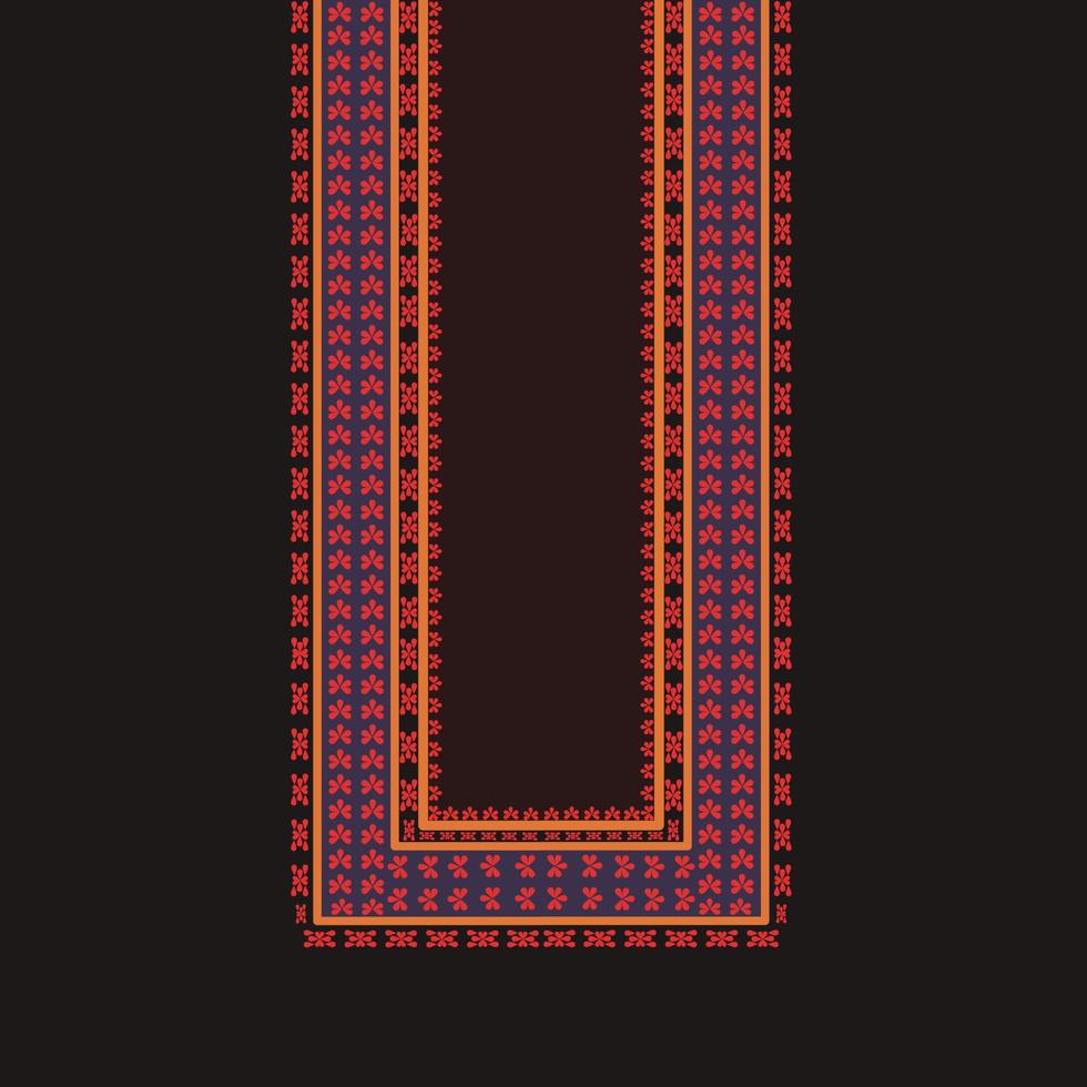 diseño de patrón de escote bordado étnico geométrico tradicional vector
