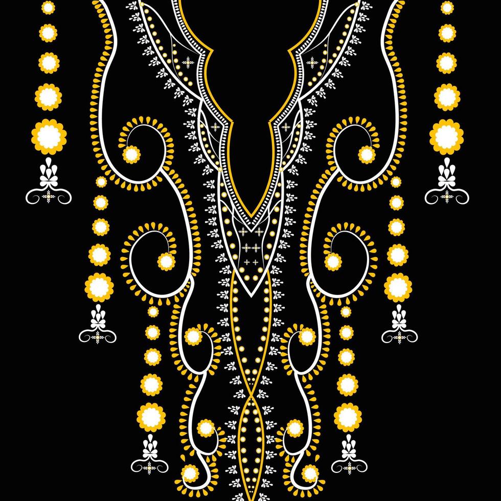 traditional geometric ethnic embroidered neckline pattern design vector