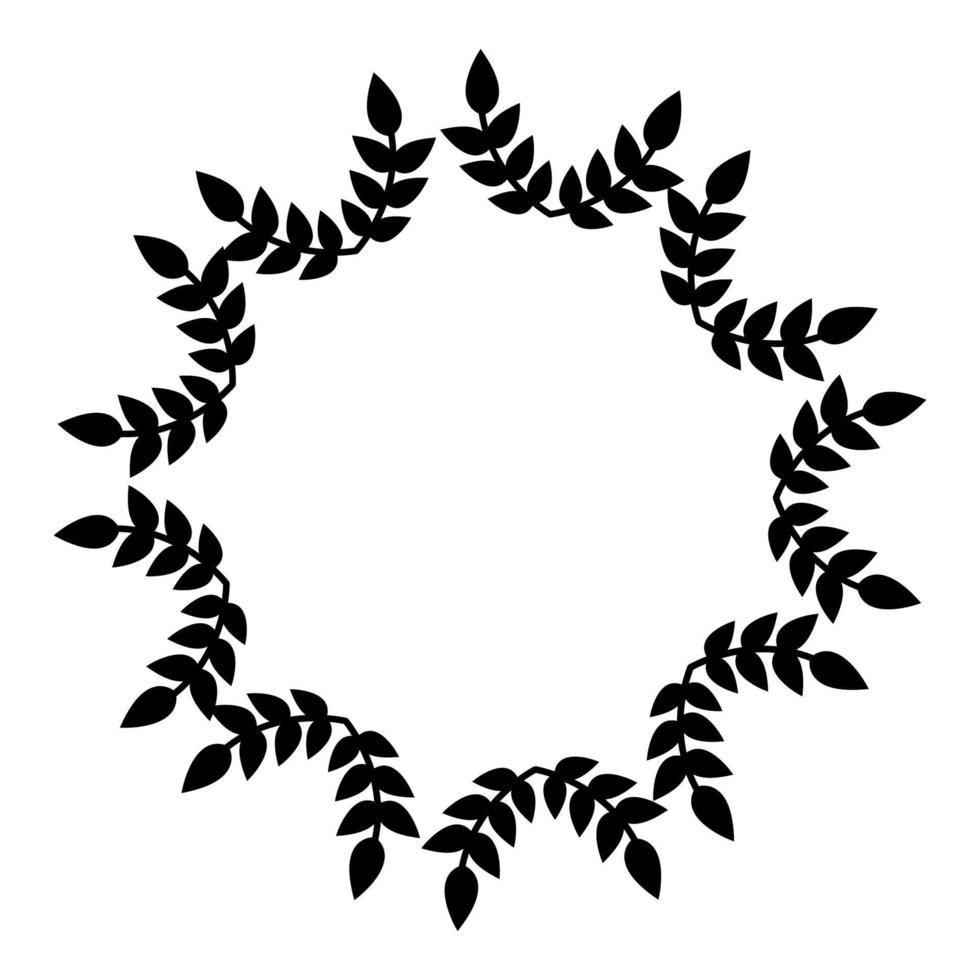 marco circular de hojas. decoraciones de boda, invitaciones. silueta negra. ilustración vectorial para su diseño, web. vector