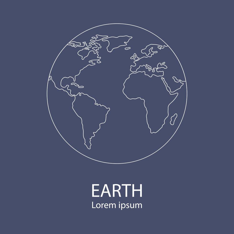 Earth globe logo template. World map. Line style icon of earth planet. Clean and modern vector illustration for design, web.