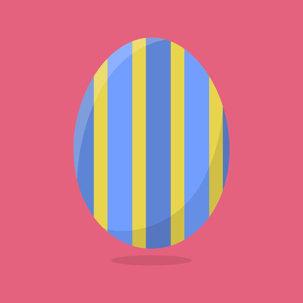 Vector Easter Egg isolated on pink background. Colorful Egg with Stripes Pattern. Flat Style. For Greeting Cards, Invitations. Vector illustration for Your Design, Web.