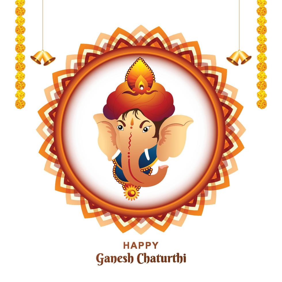 Happy ganesh chaturthi celebration with prayer to lord ganesha card background vector