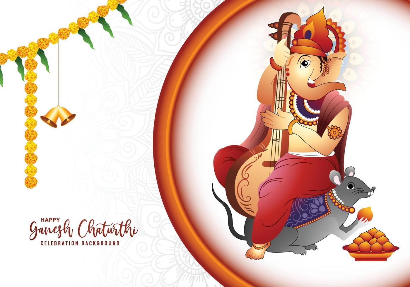 Indian festival of ganesh chaturthi celebration card background vector