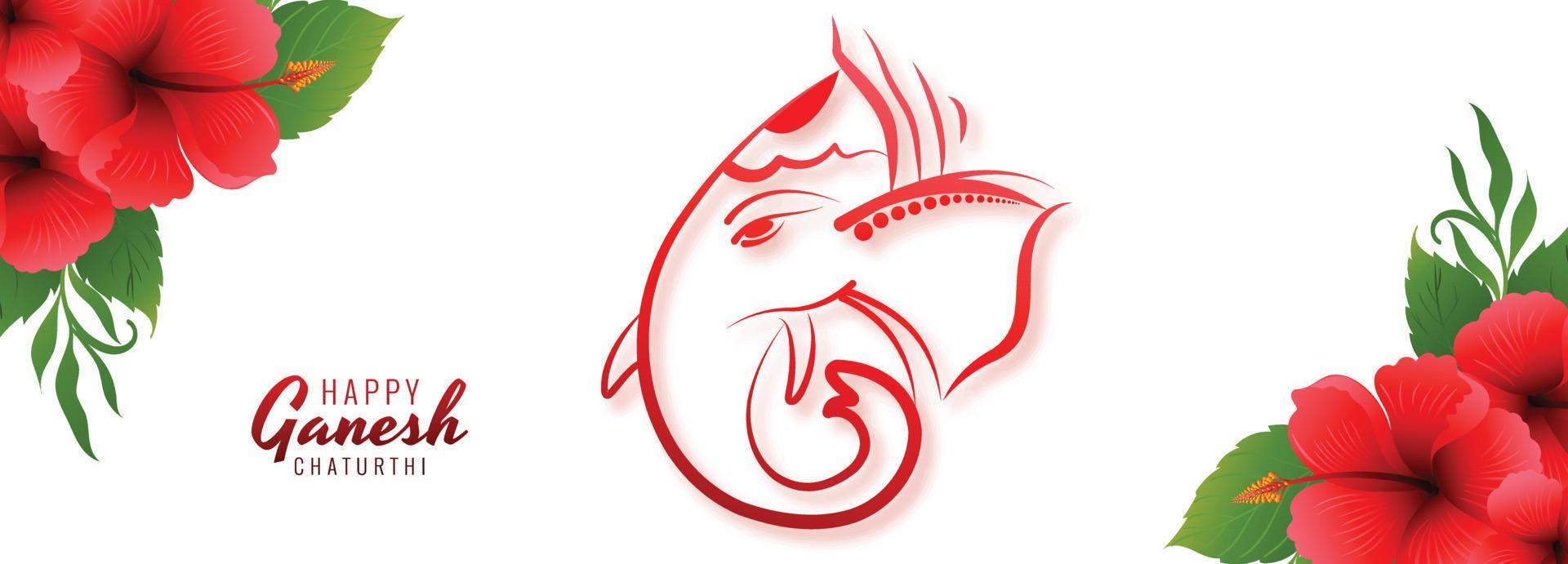 Happy ganesh chaturthi indian festival banner for flowers background vector