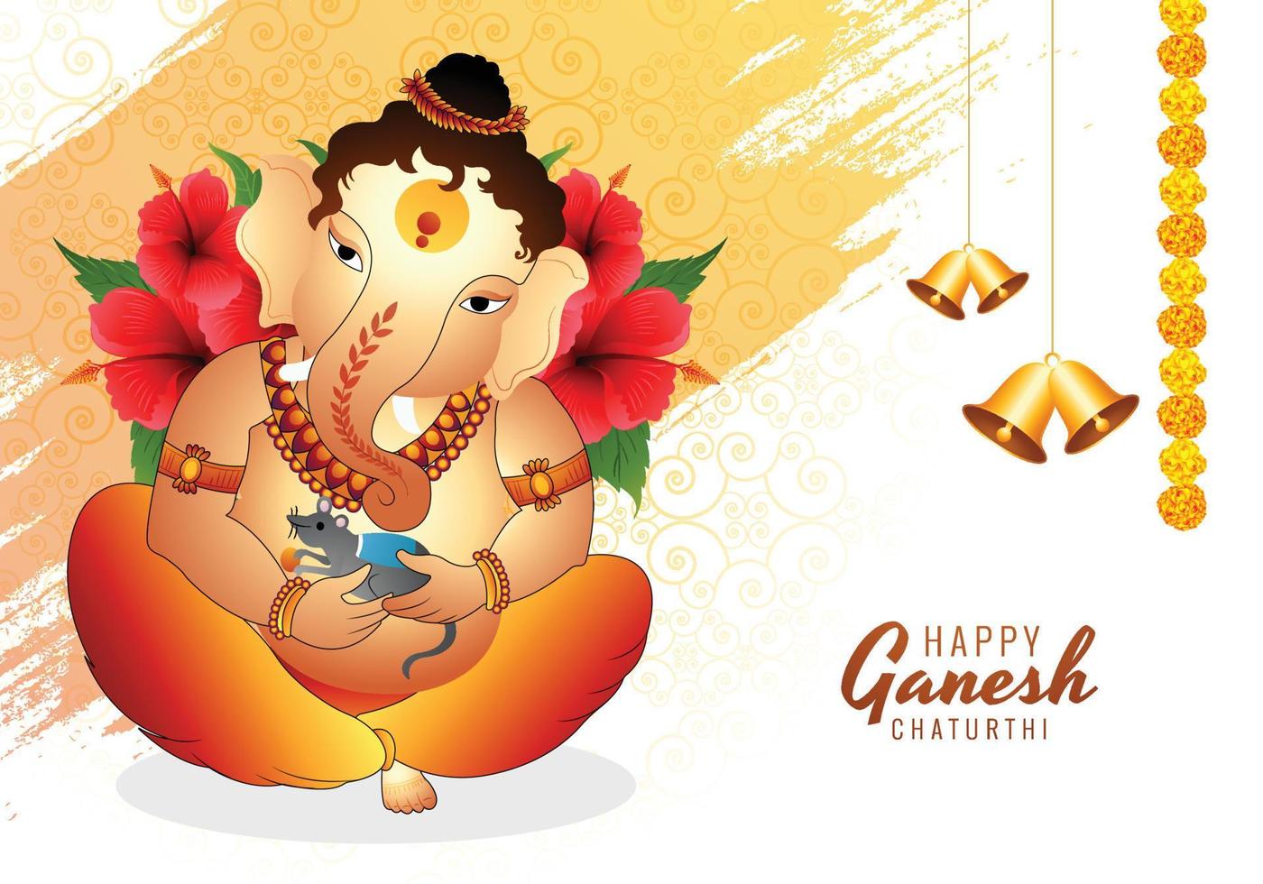 dios hindú señor ganesha festival fondo de tarjeta de vacaciones vector