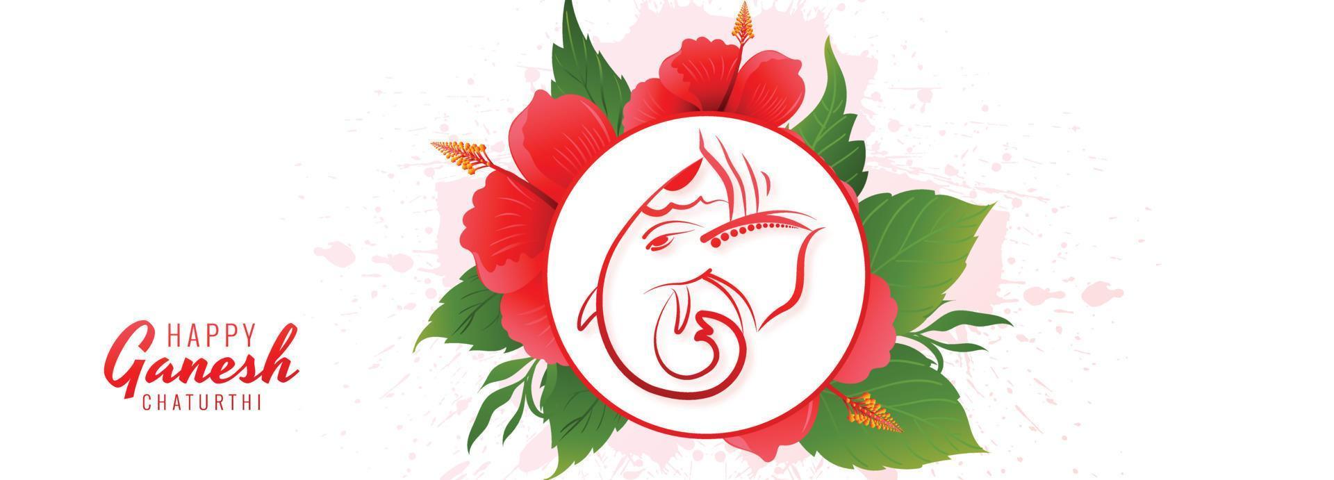 banner de festival indio feliz ganesh chaturthi para fondo de flores vector