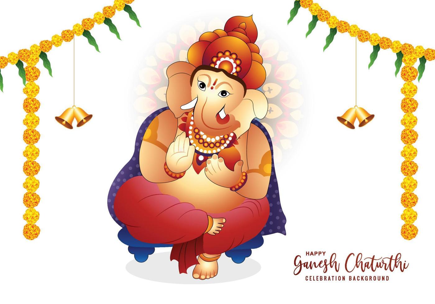 Happy ganesh chaturthi traditional greeting card background vector