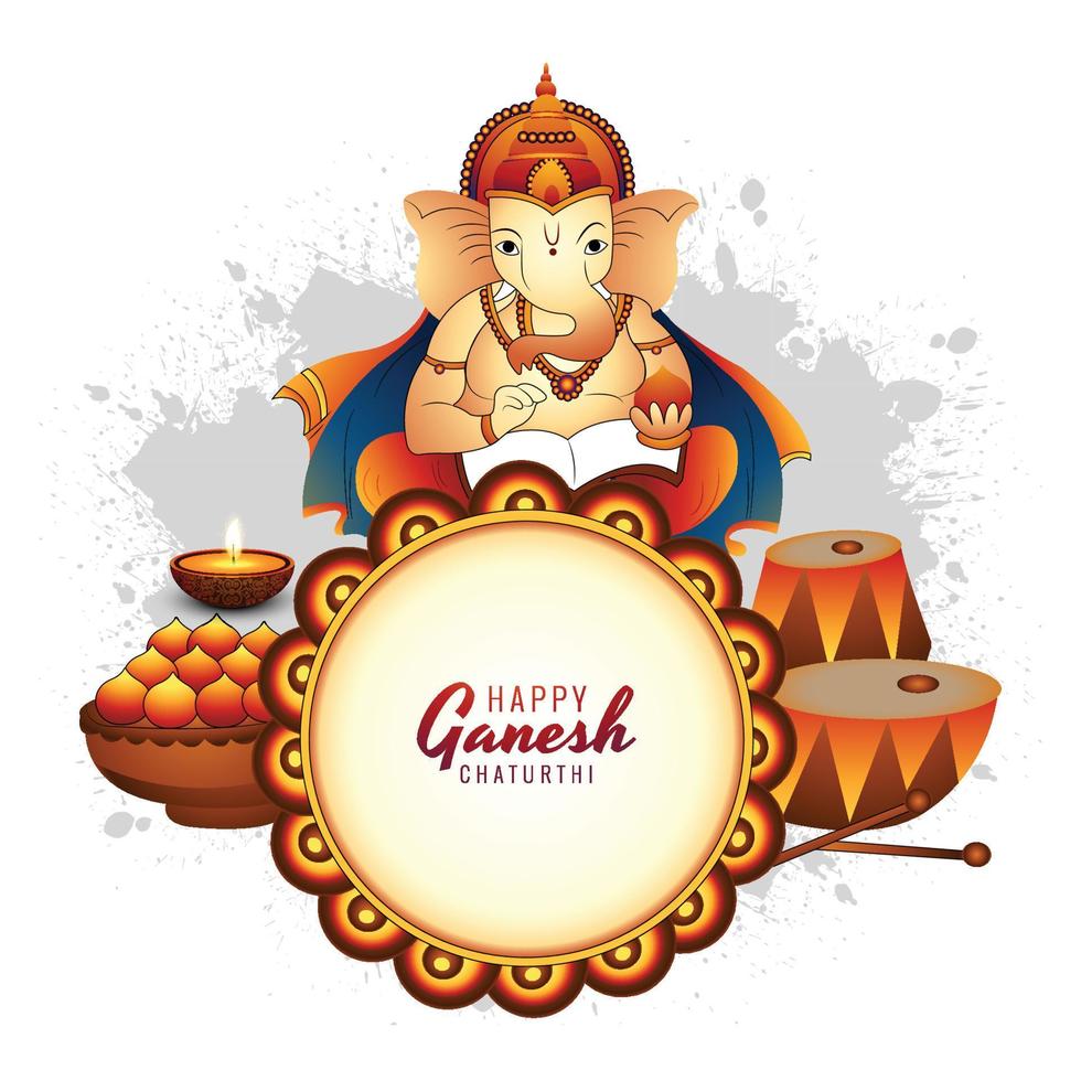 Happy ganesh chaturthi indian religious festival card background vector