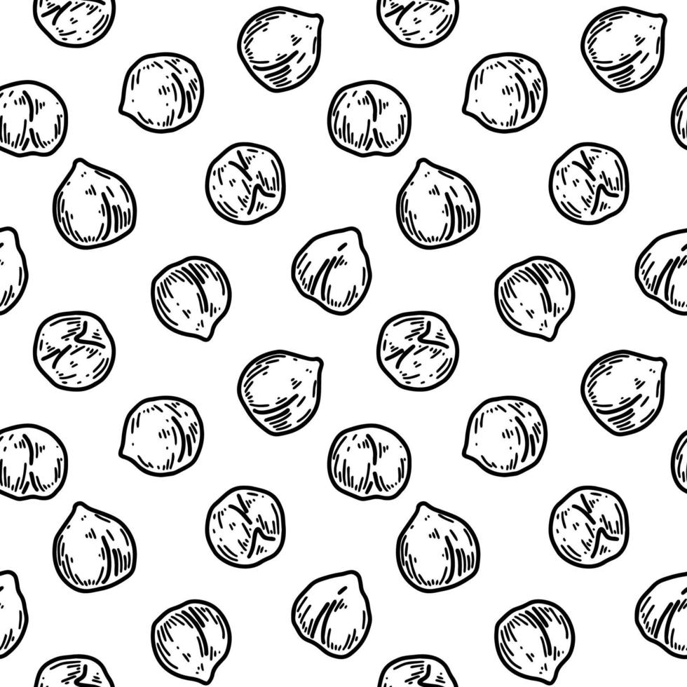 Hand drawn chickpeas seamless pattern. Vector illustration in sketch style