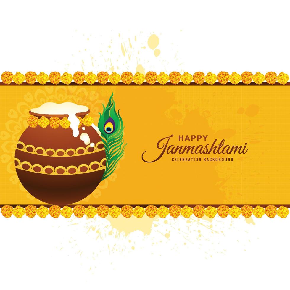 Happy janmashtami festival illustration of dahi handi celebratio vector